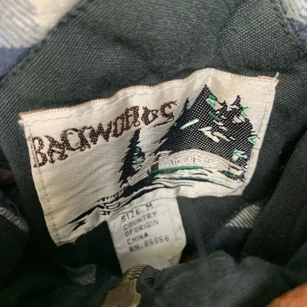 Vintage Backwoods Bomber Jacket Boys Medium Olive Green Outdoor Full Zip Snap